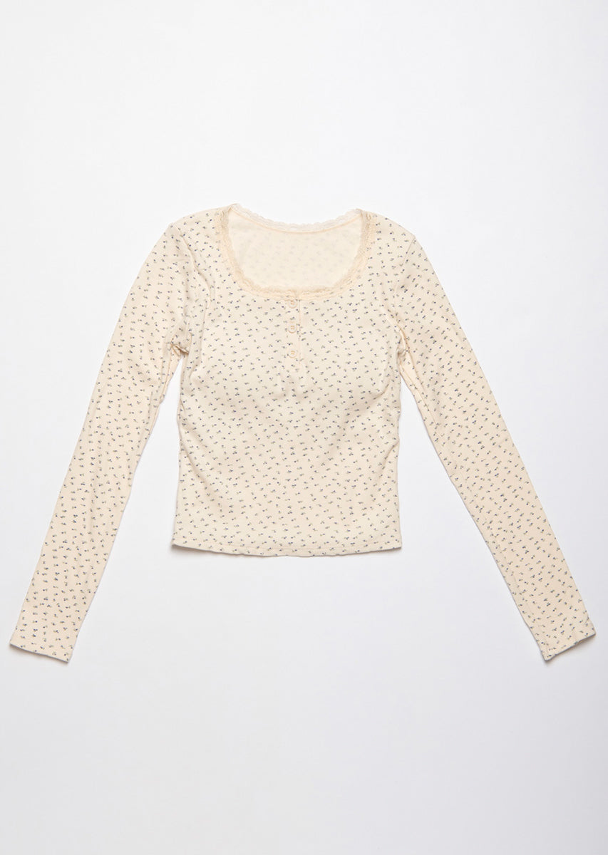 FLOWER PATTERN HENRY NECK PO