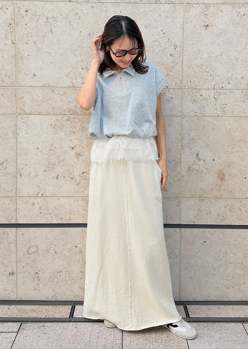 ウエストデザインスウェットロングスカート