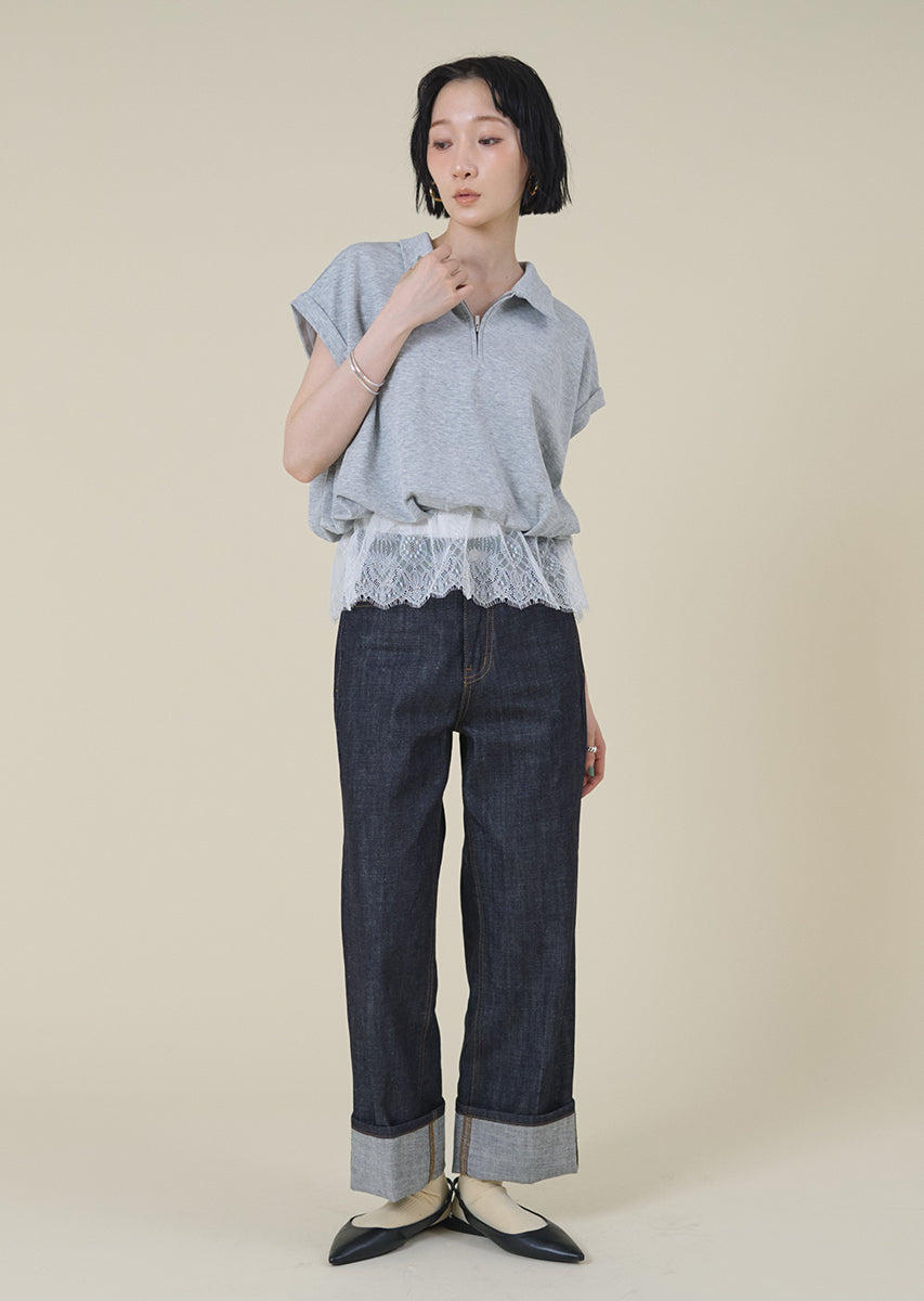 ロールアップストレートデニム