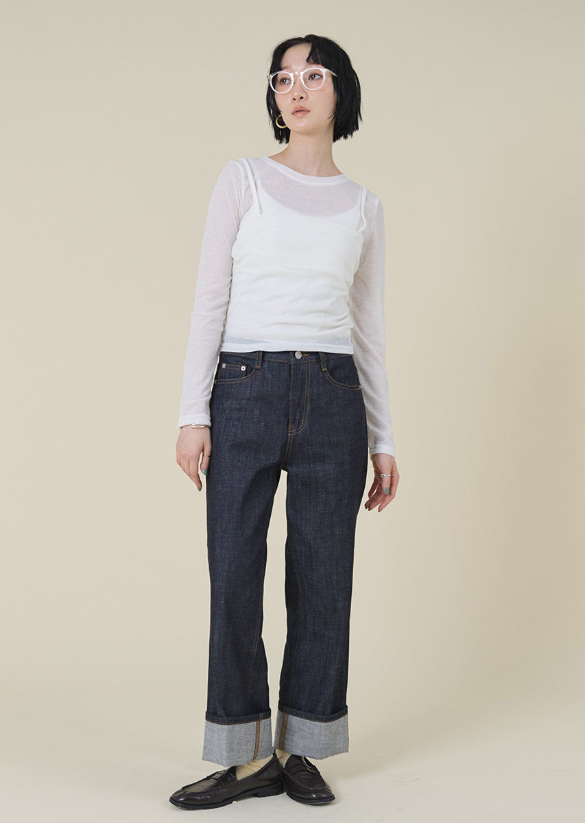 ロールアップストレートデニム