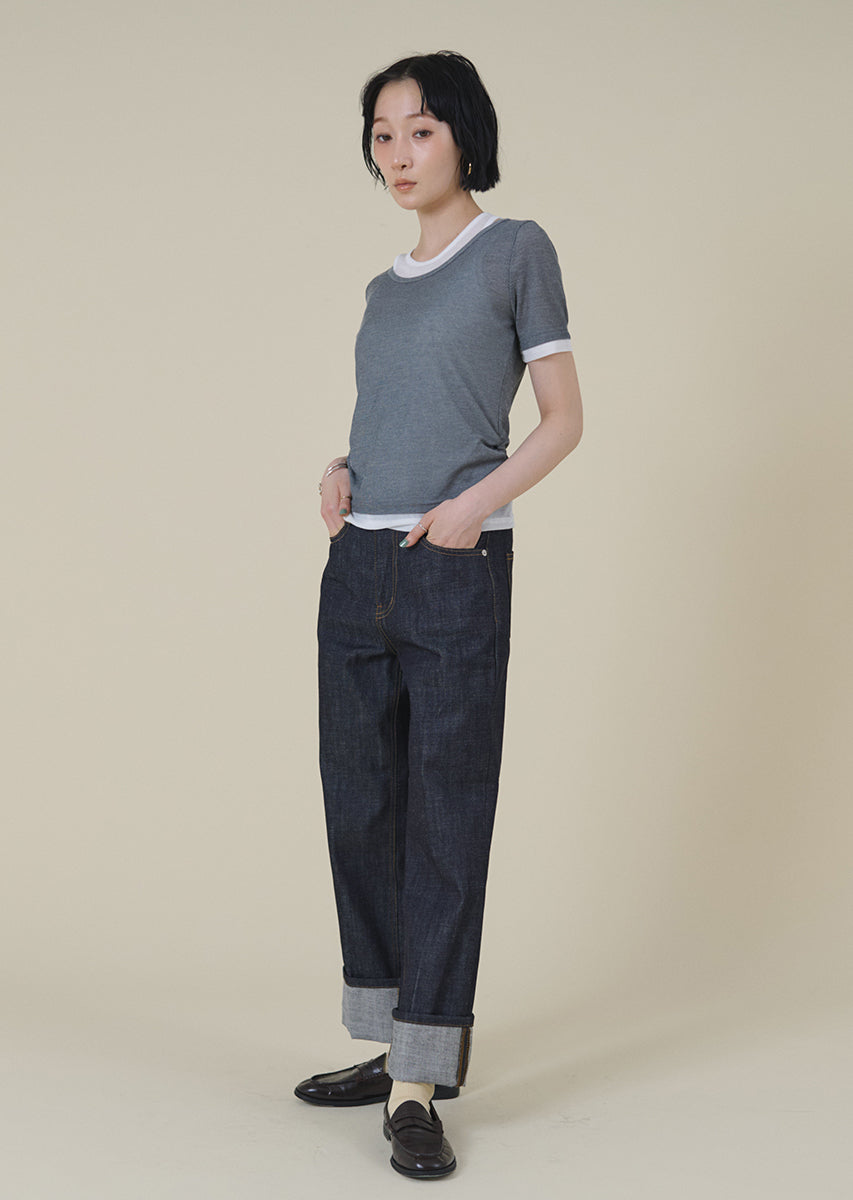 ロールアップストレートデニム