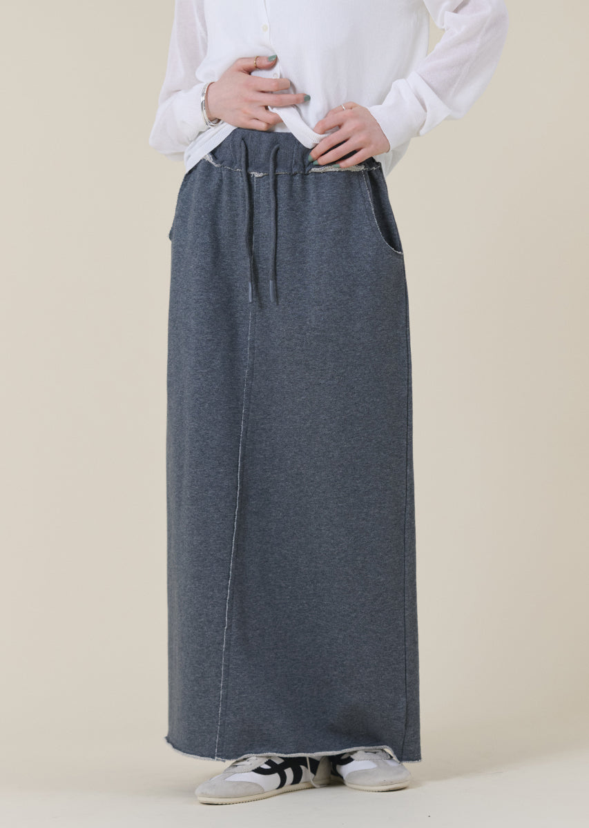 ウエストデザインスウェットロングスカート
