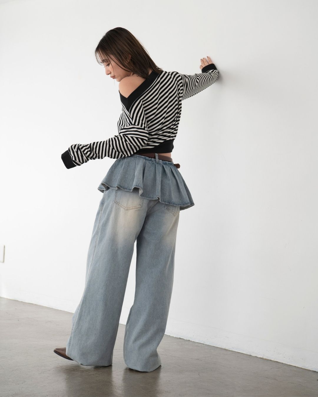 レイヤードデザインデニムパンツ