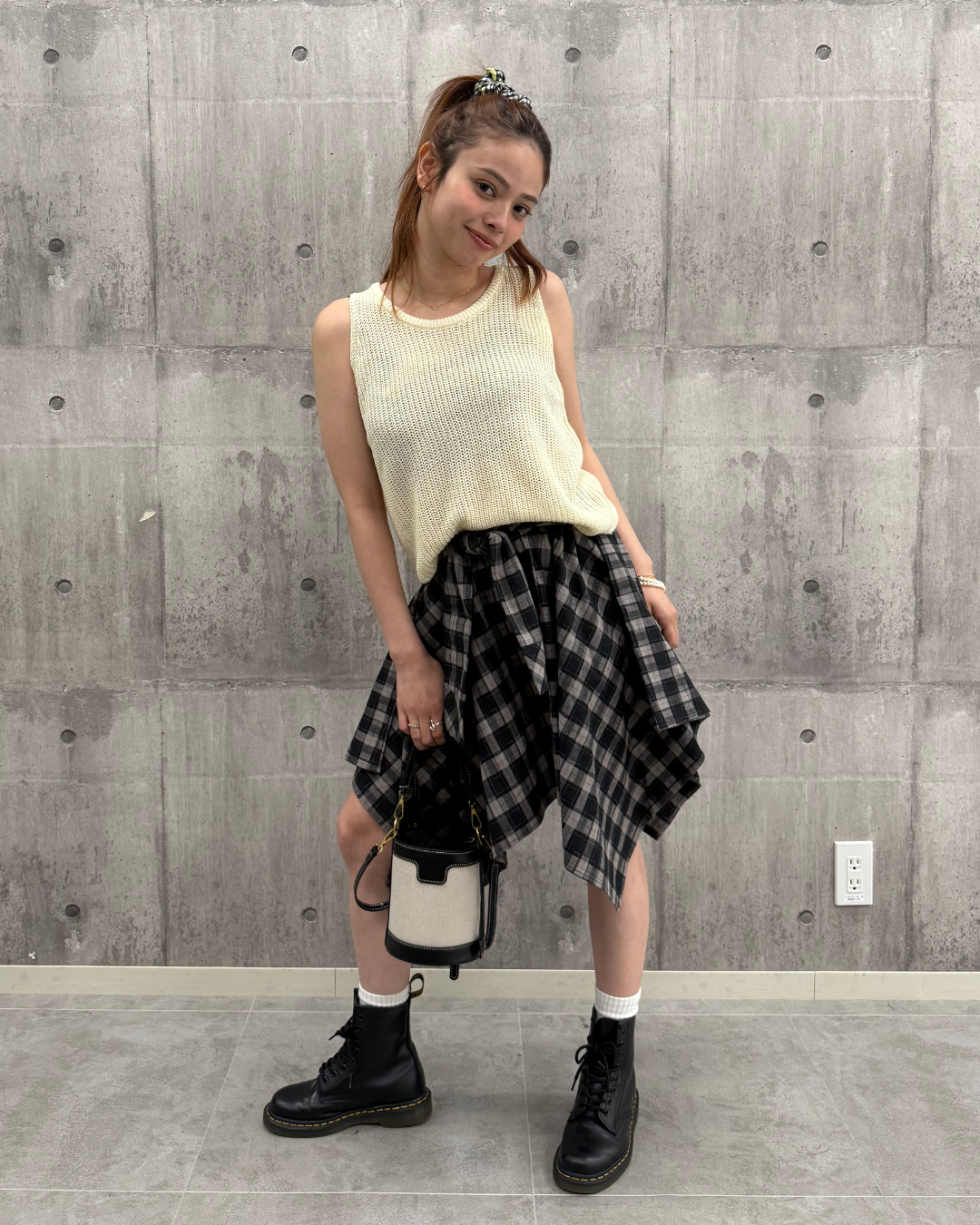 シャツ風チェックミニスカート