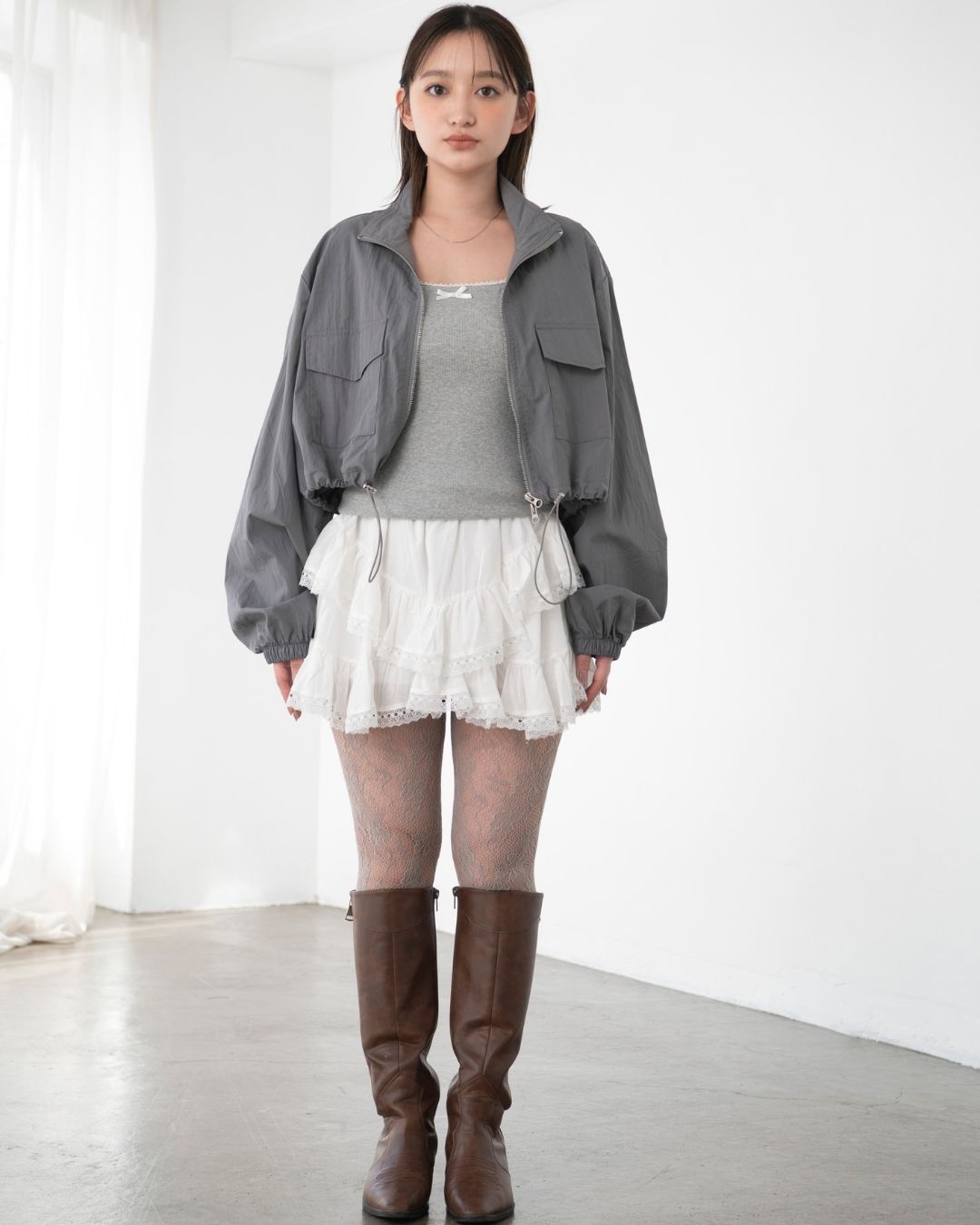 レース付フリルミニスカート