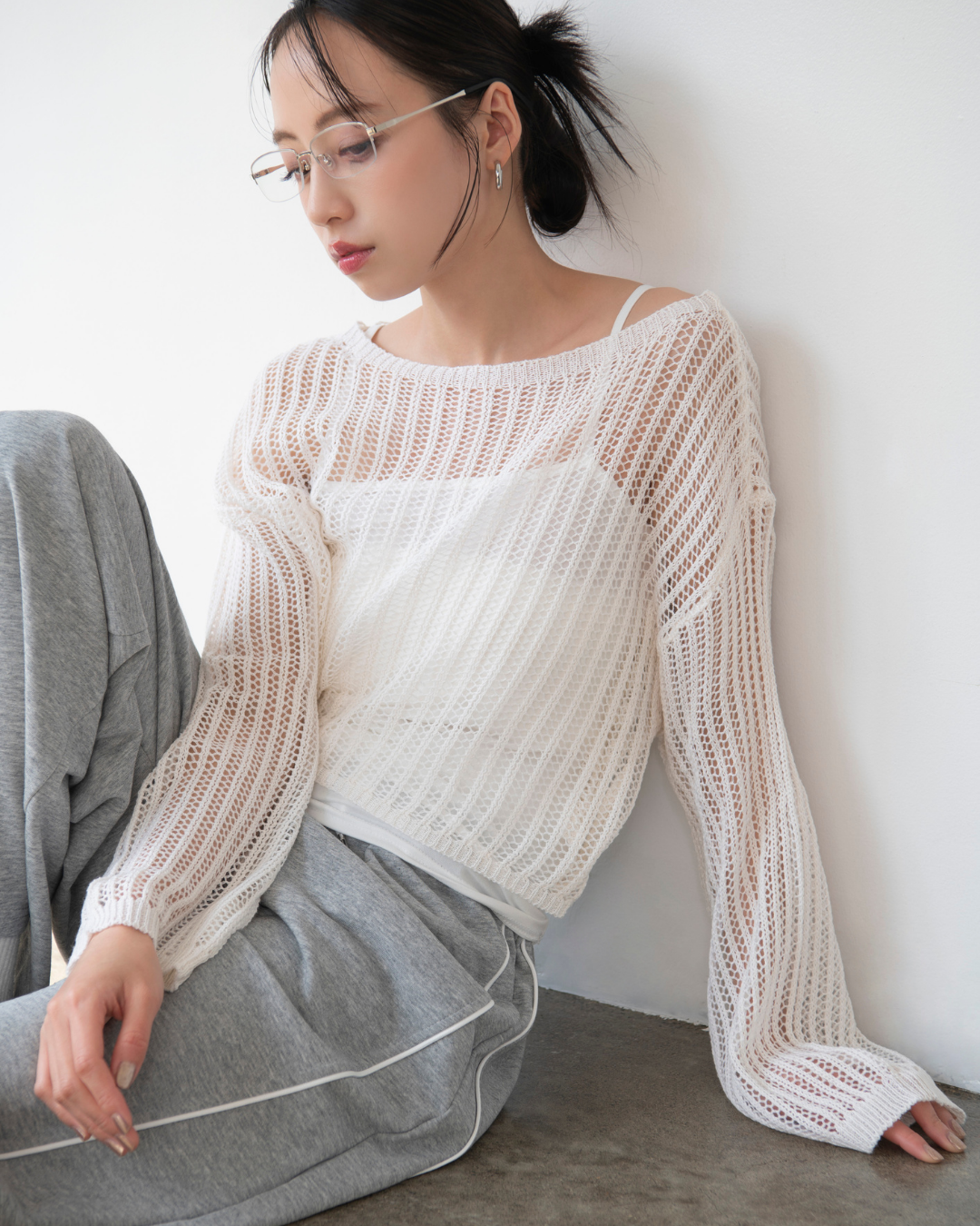 メッシュレイヤードトップス
