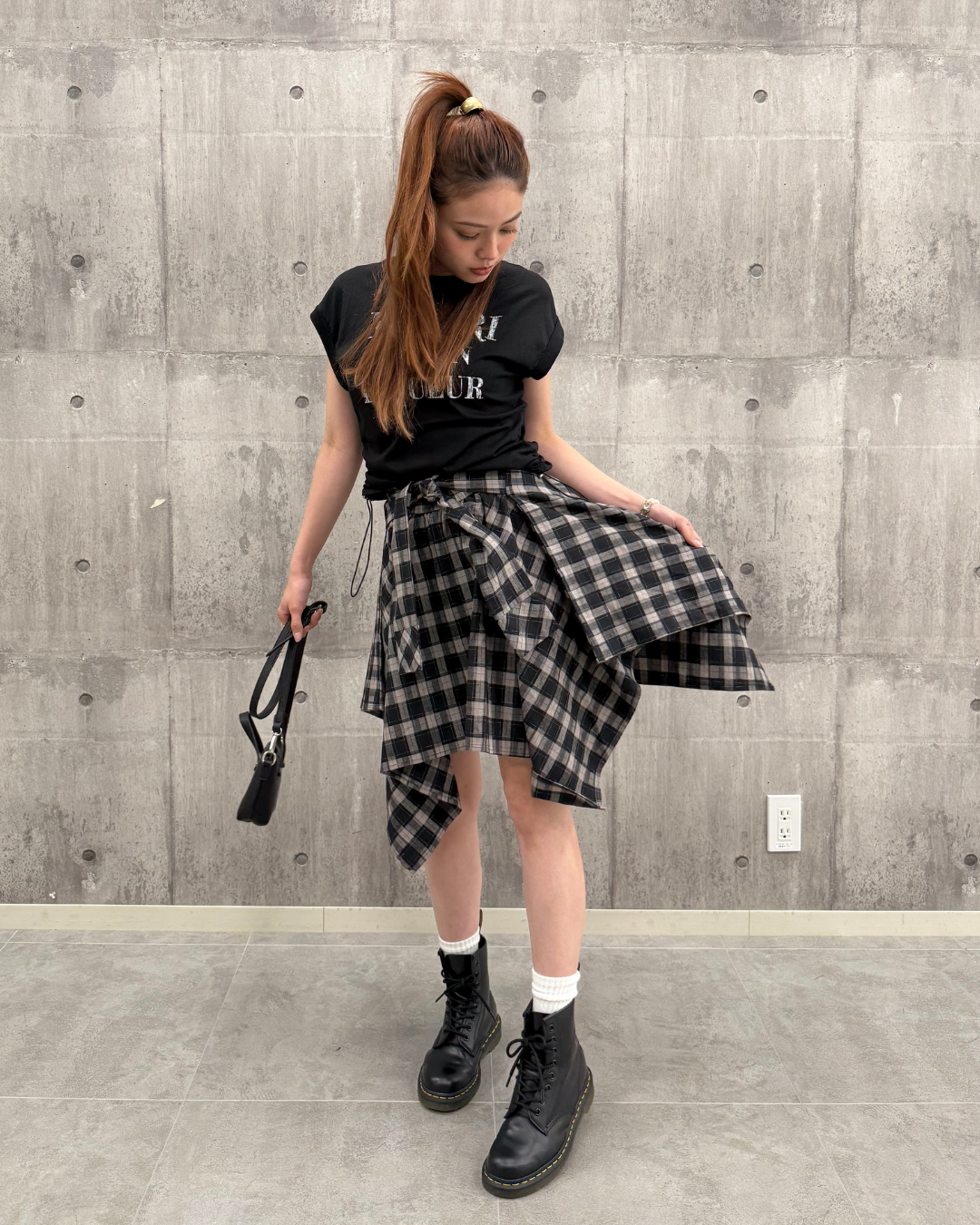 シャツ風チェックミニスカート