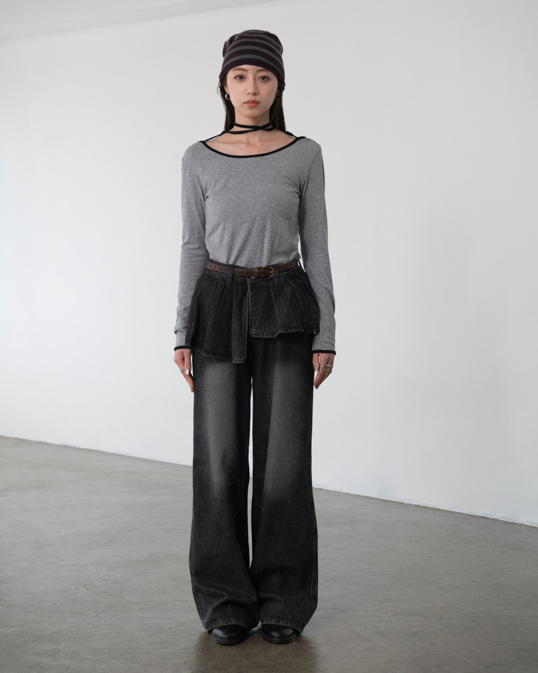 レイヤードデザインデニムパンツ