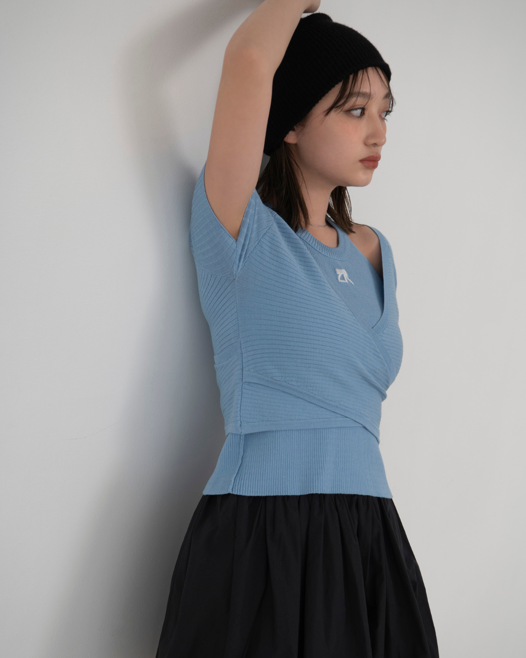 カシュクールレイヤードニット