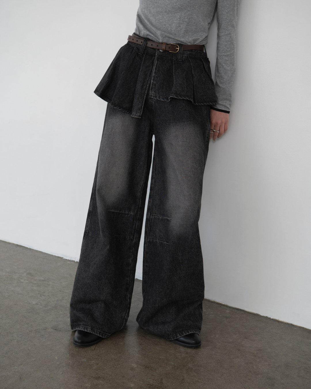 レイヤードデザインデニムパンツ