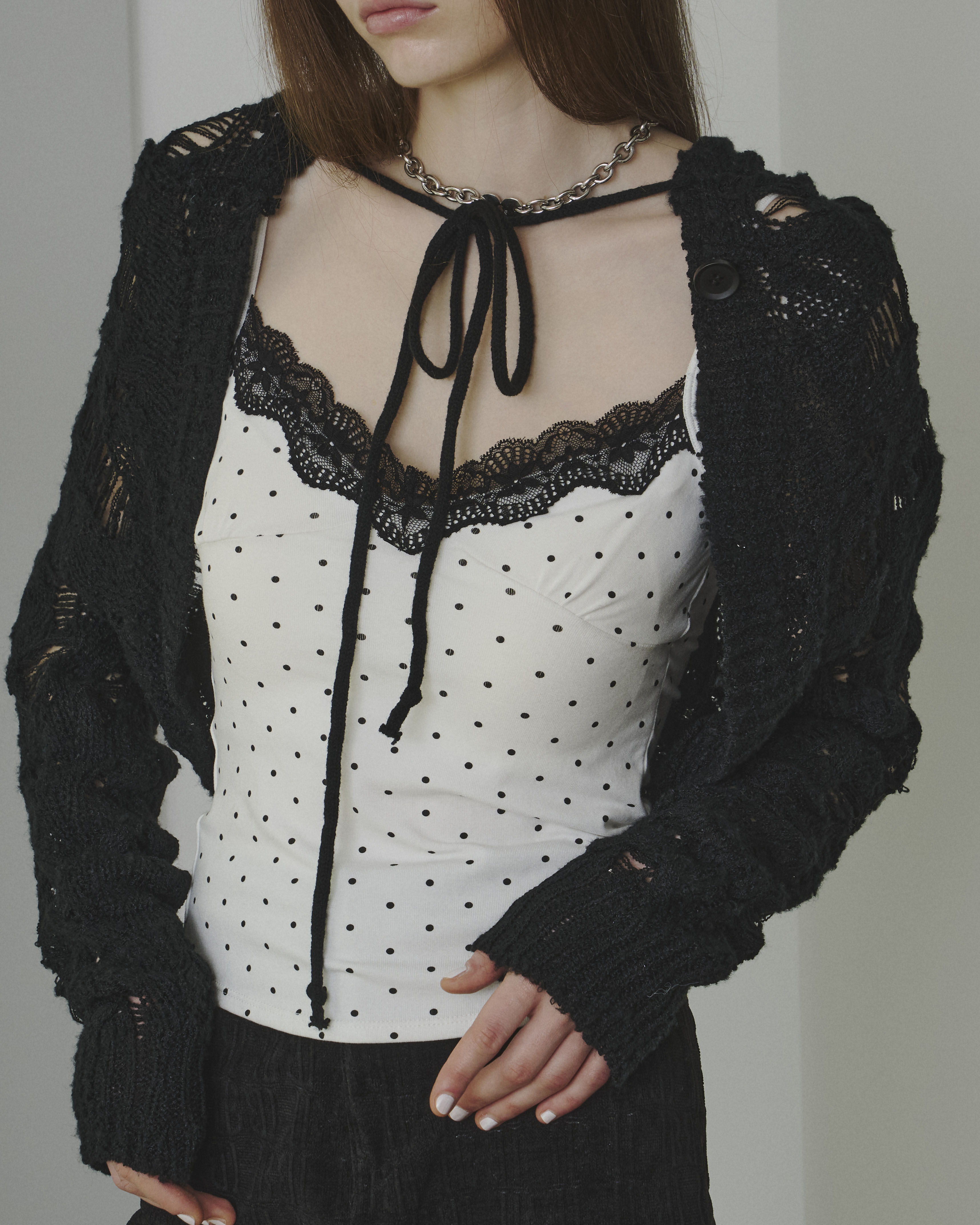 【先行発売商品】レース付きドット柄キャミソール