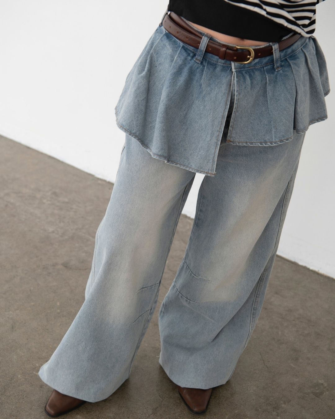 レイヤードデザインデニムパンツ