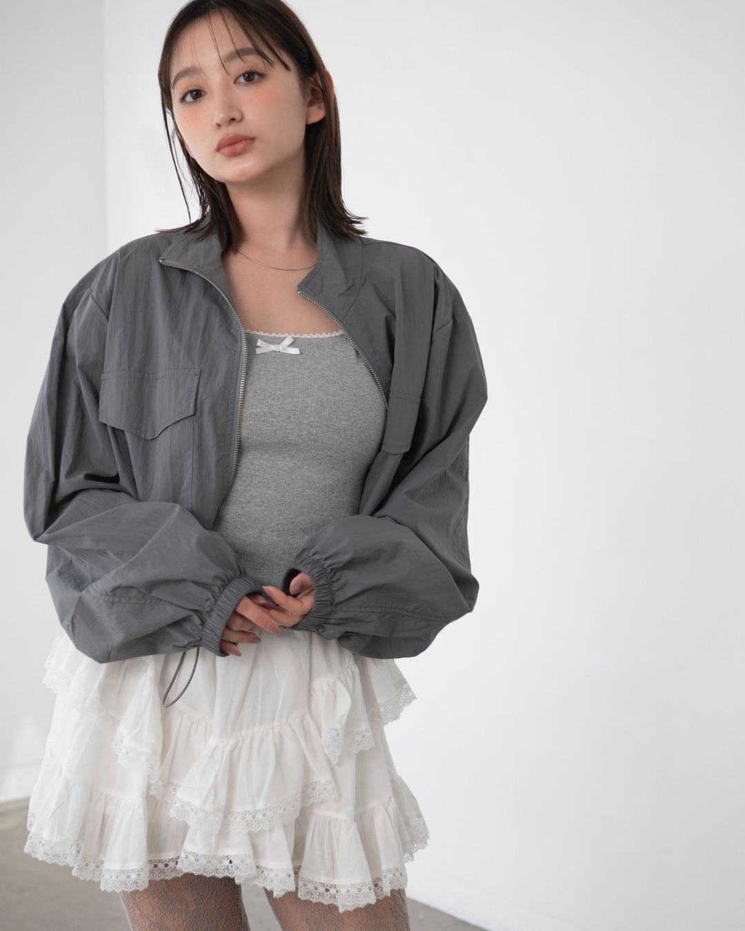 レース付フリルミニスカート