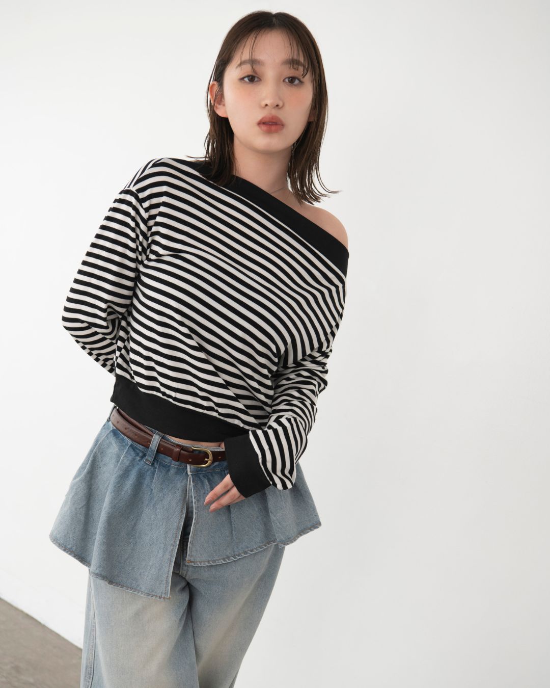 レイヤードデザインデニムパンツ