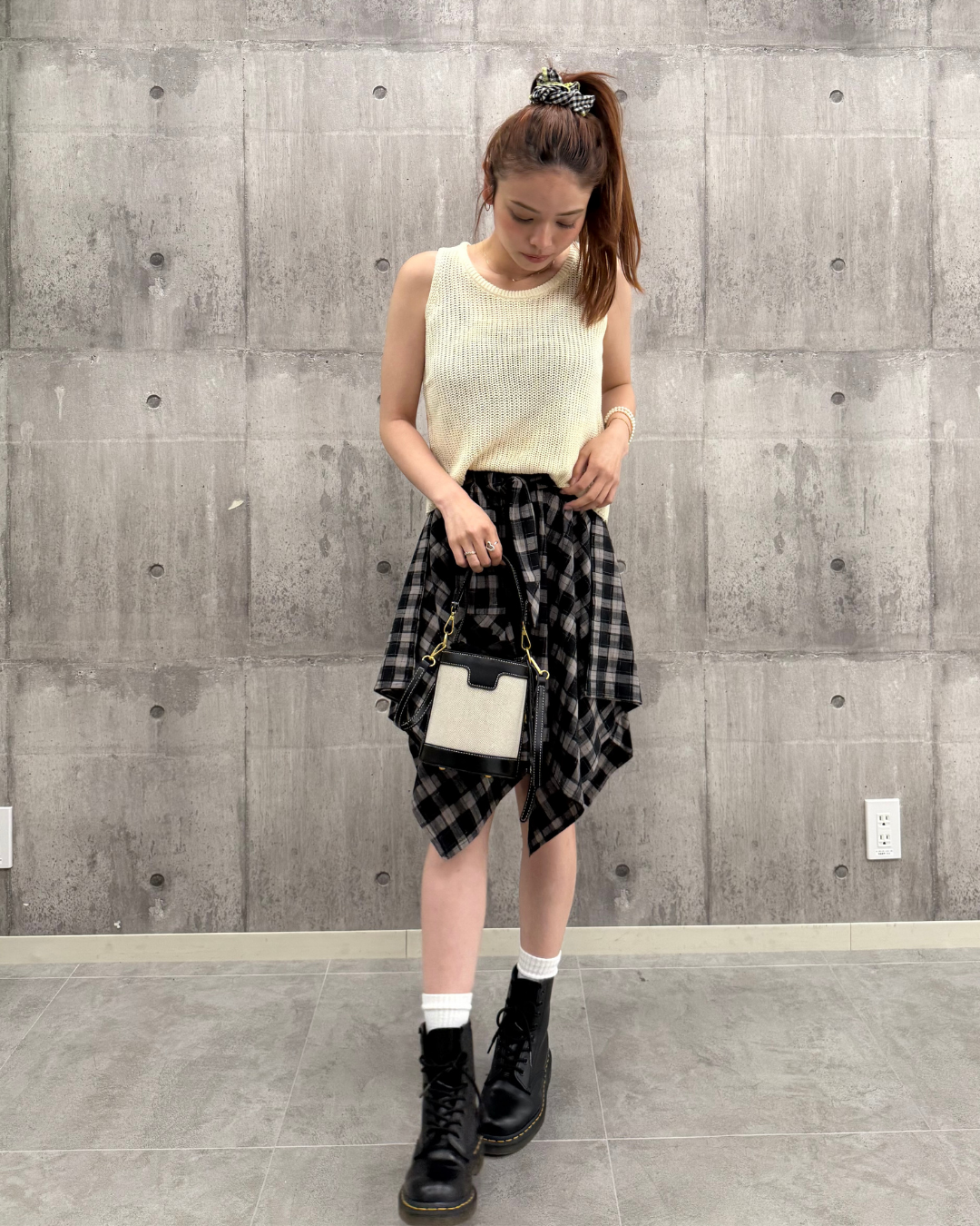 シャツ風チェックミニスカート