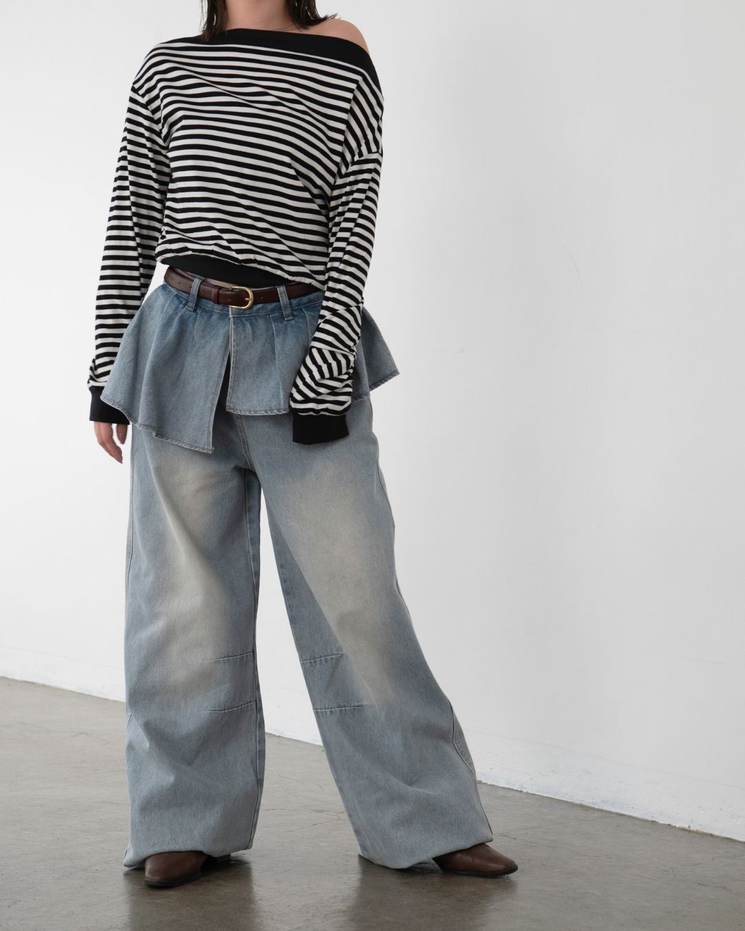 レイヤードデザインデニムパンツ