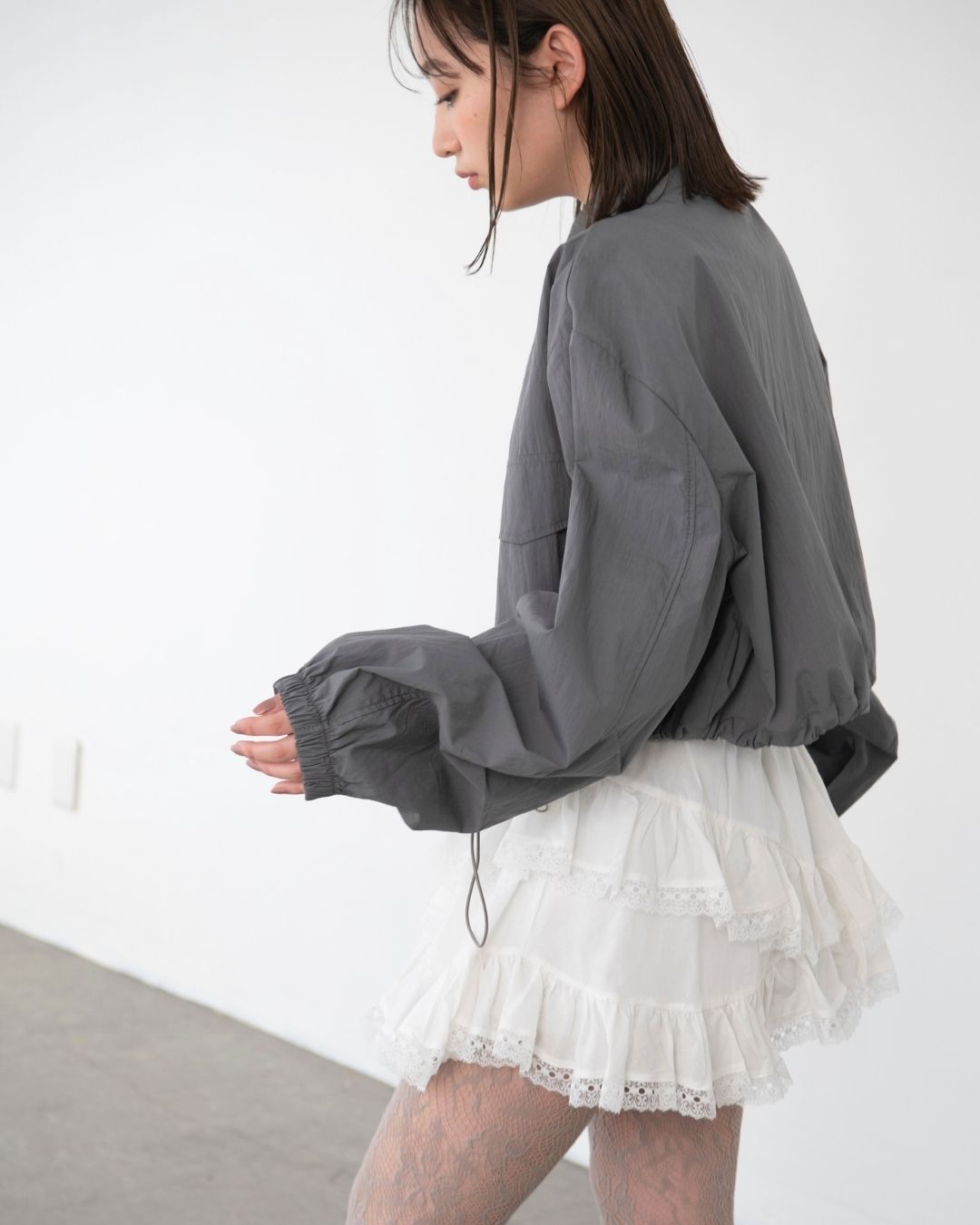 レース付フリルミニスカート