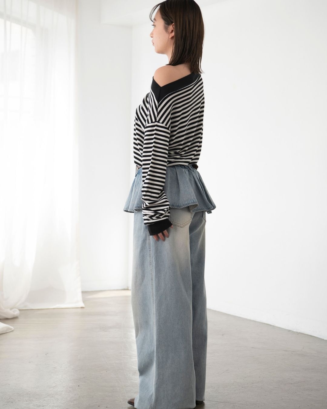 レイヤードデザインデニムパンツ