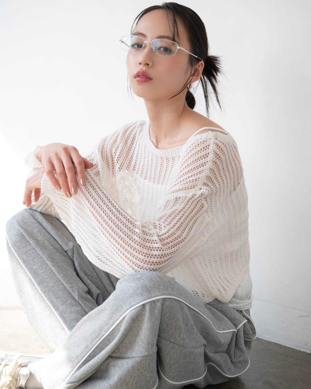 メッシュレイヤードトップス