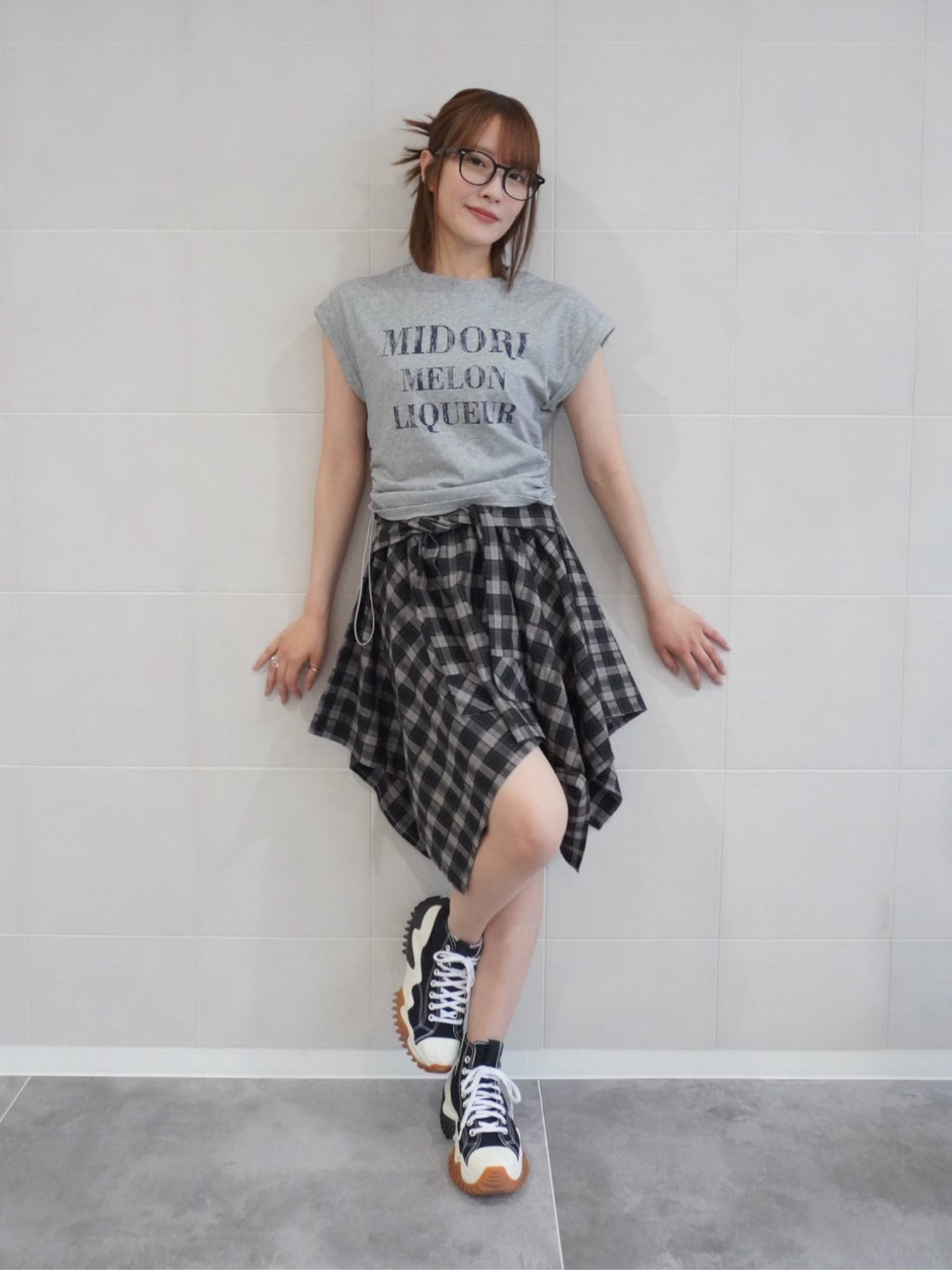 シャツ風チェックミニスカート