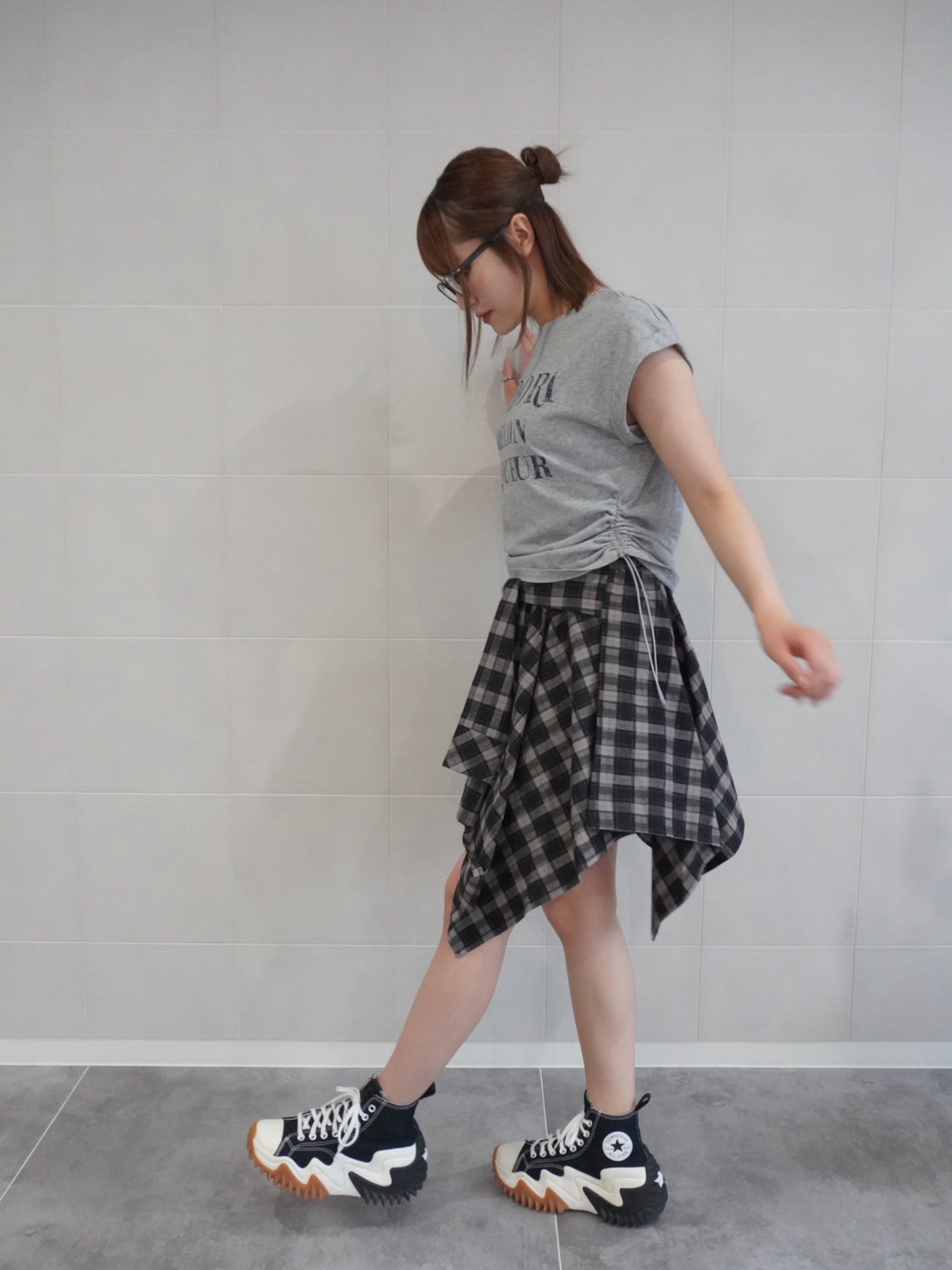 シャツ風チェックミニスカート