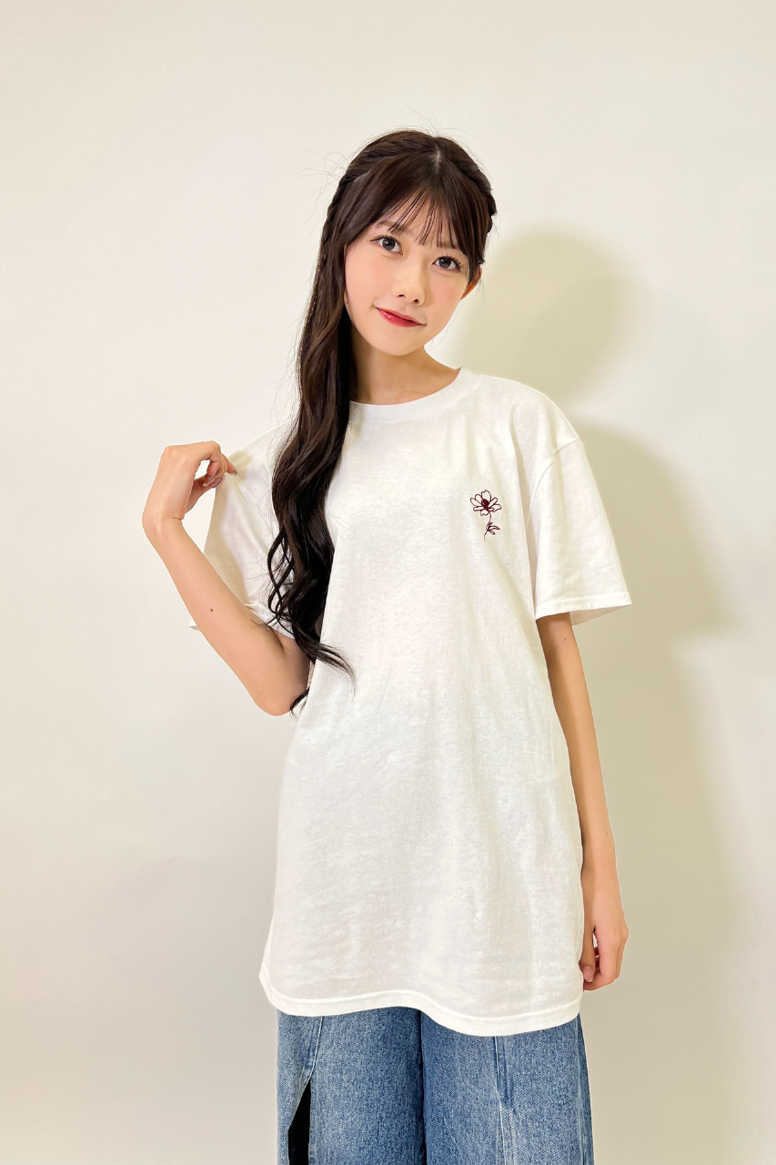 【半袖】チョコレートコスモス刺繍Tシャツ