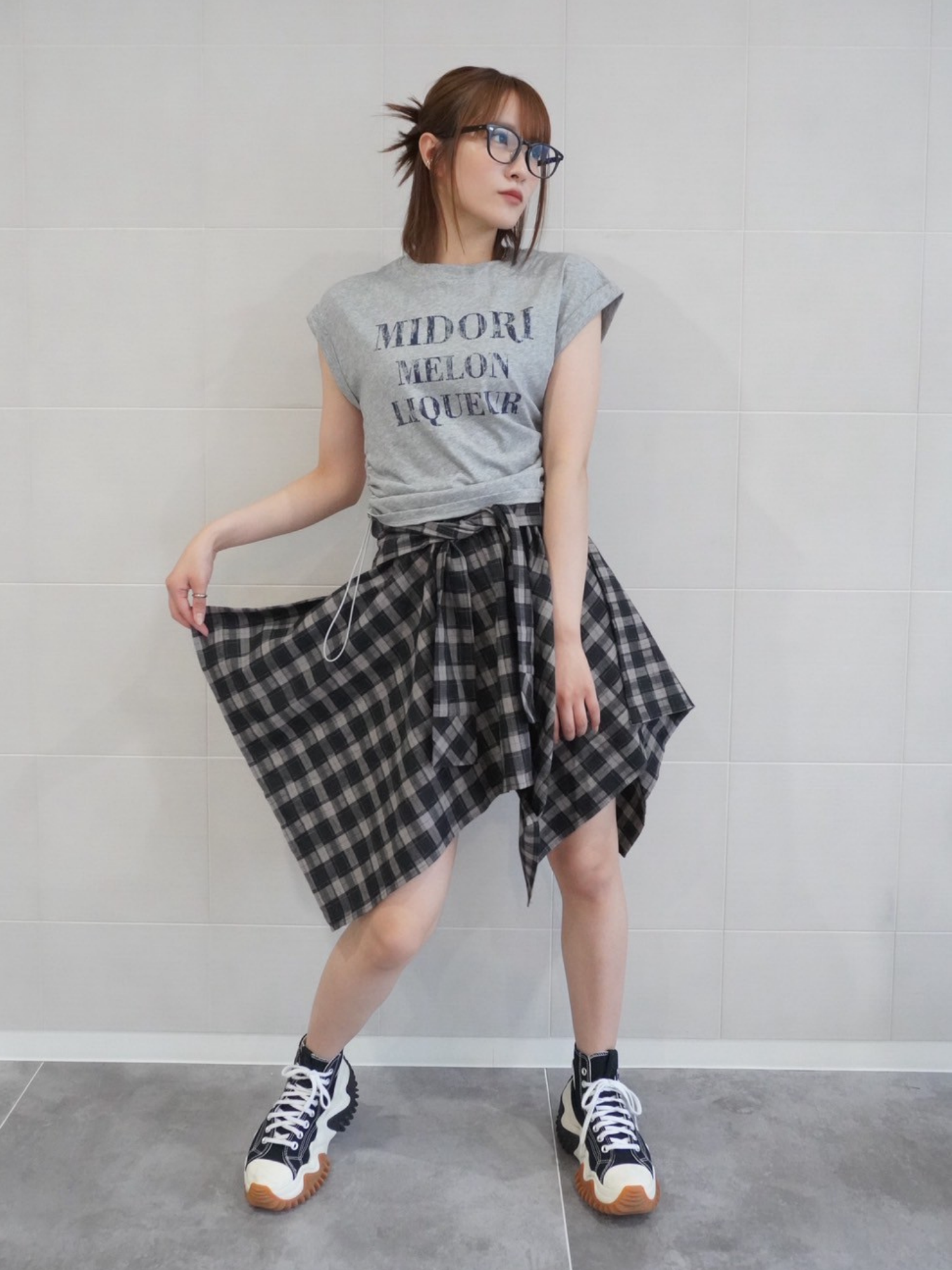 シャツ風チェックミニスカート