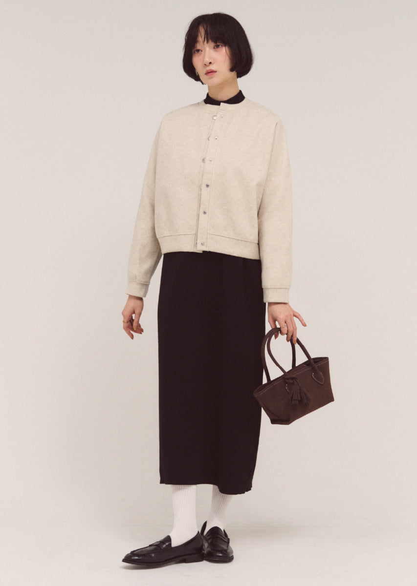 スタンドネックロングワンピース