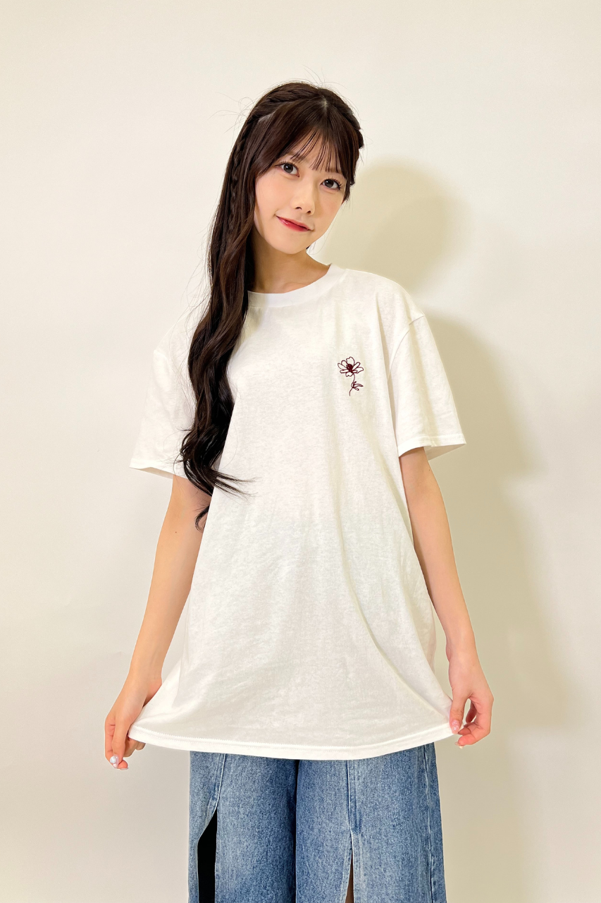 【半袖】チョコレートコスモス刺繍Tシャツ