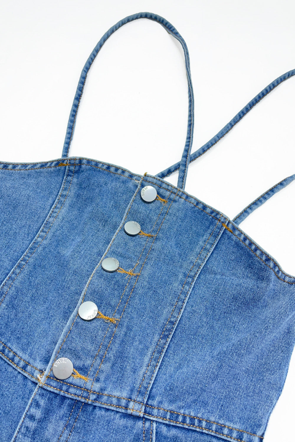 レースアップデニムオーバーオール