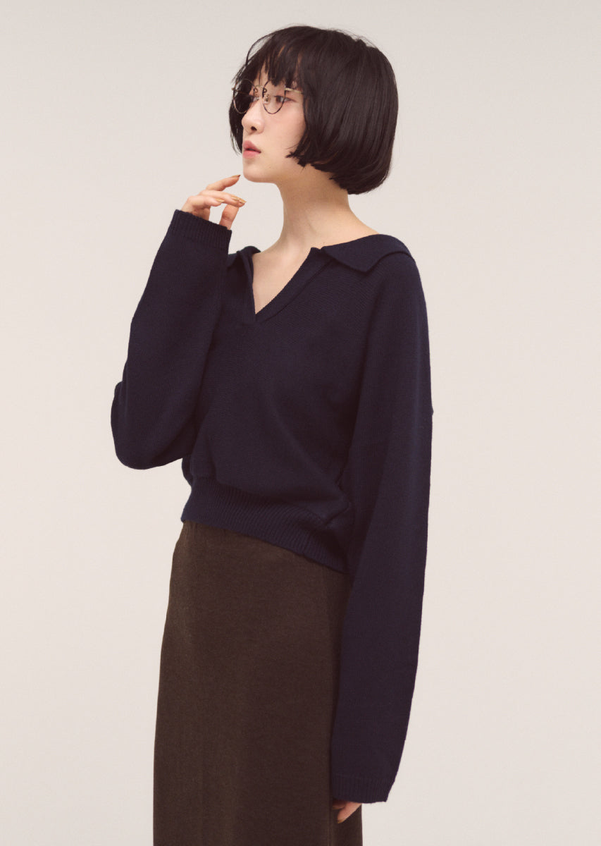 オープンカラーニット