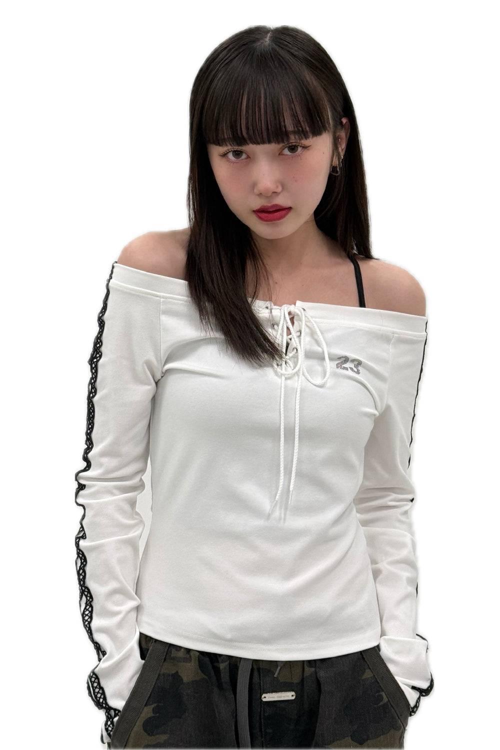 LACE UP OFF SHOULDER TOPS