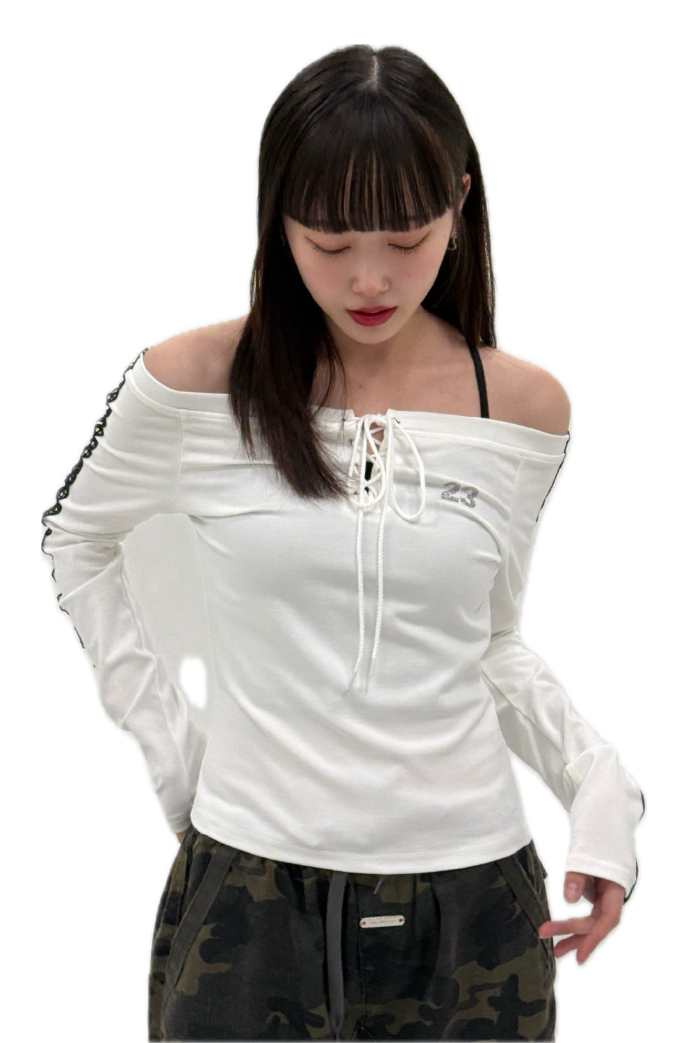 LACE UP OFF SHOULDER TOPS