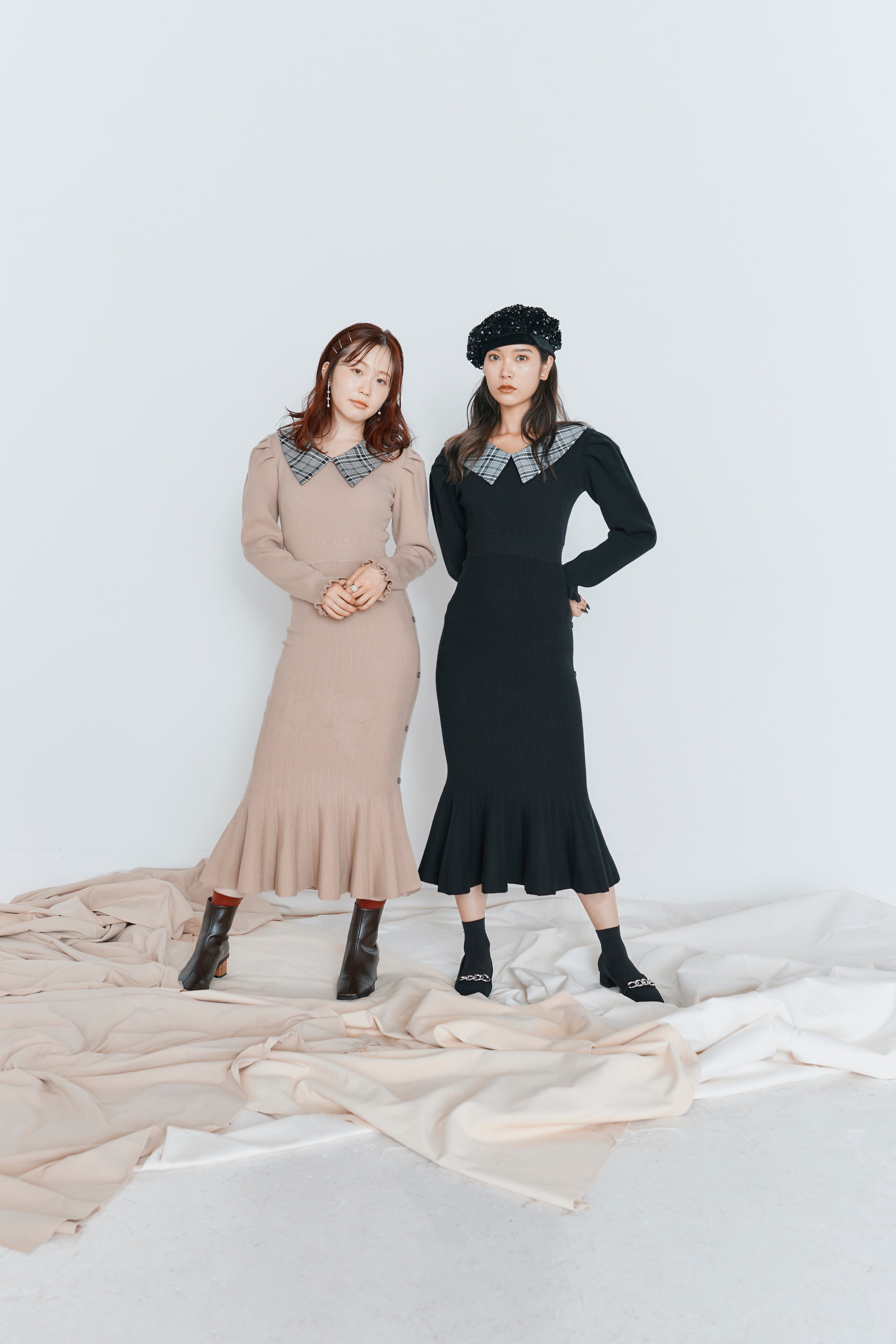 mayu&yu-ki produce「Check collar knit onepiece」
