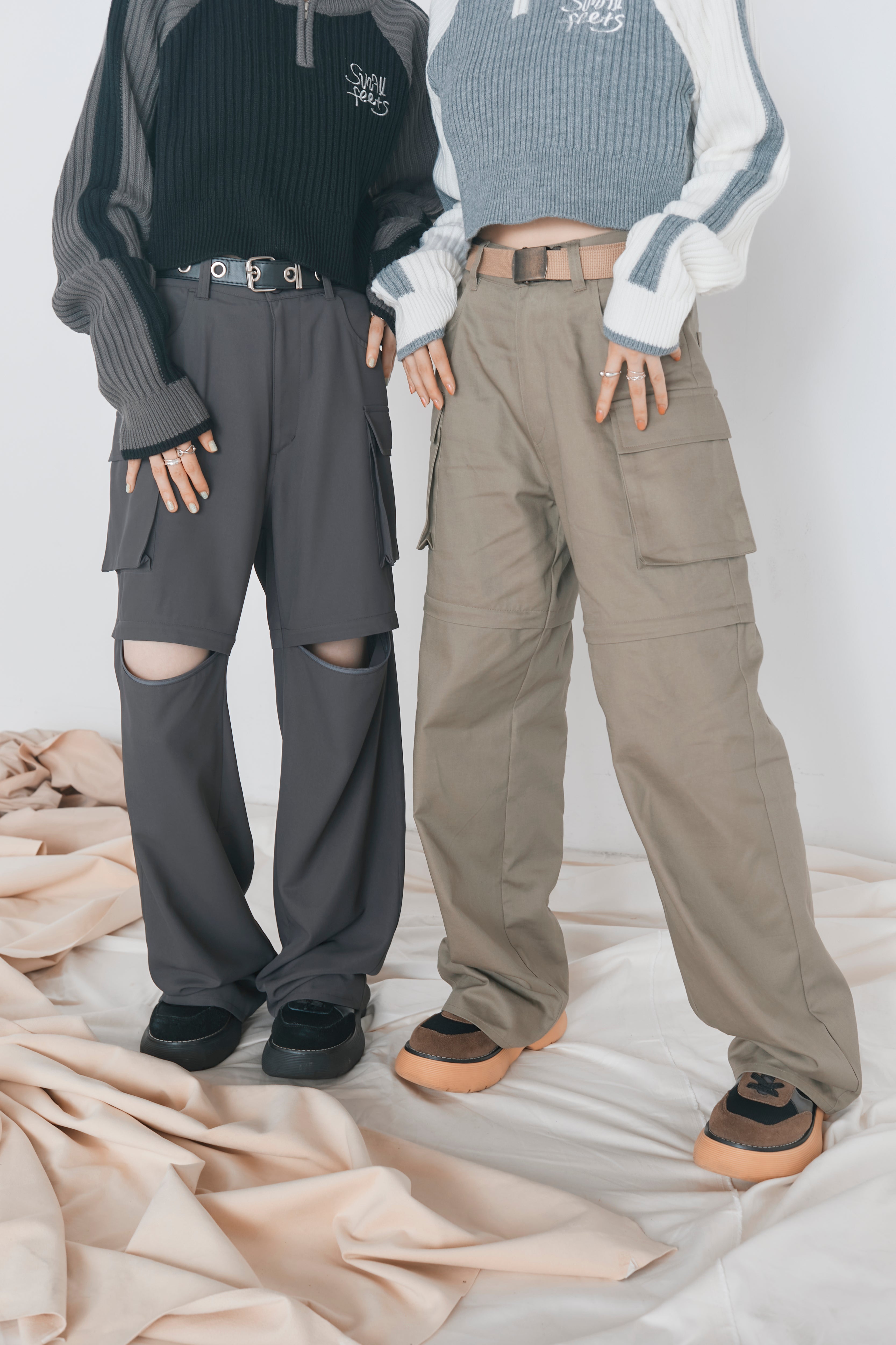 now&mikina produce「Half zip knit &cargo pants set」