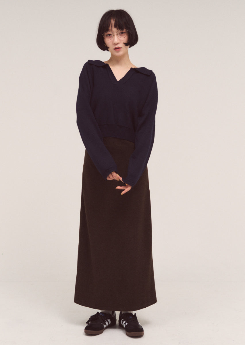 オープンカラーニット