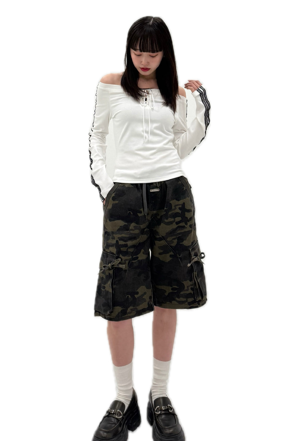 LACE UP OFF SHOULDER TOPS