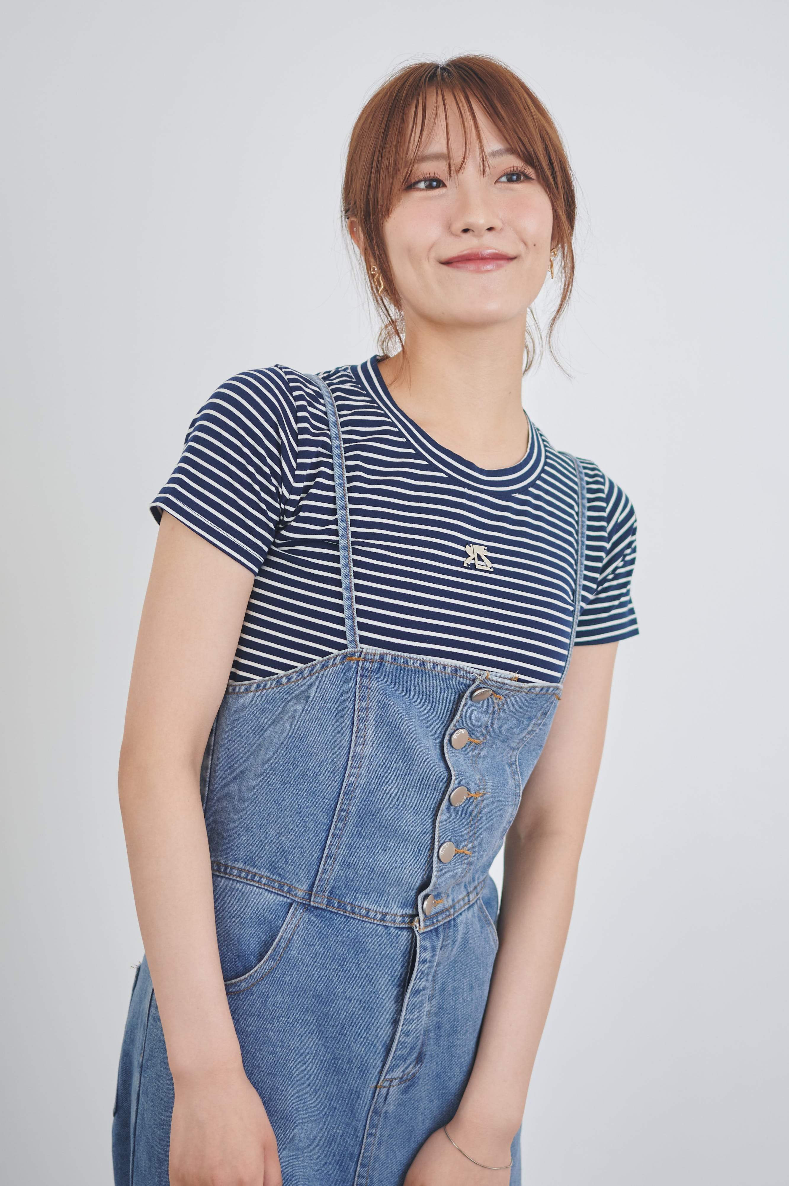 レースアップデニムオーバーオール