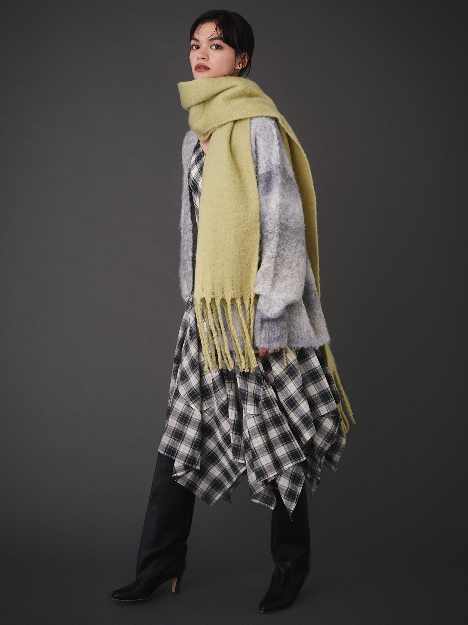 ボーダーシャギーカーディガン