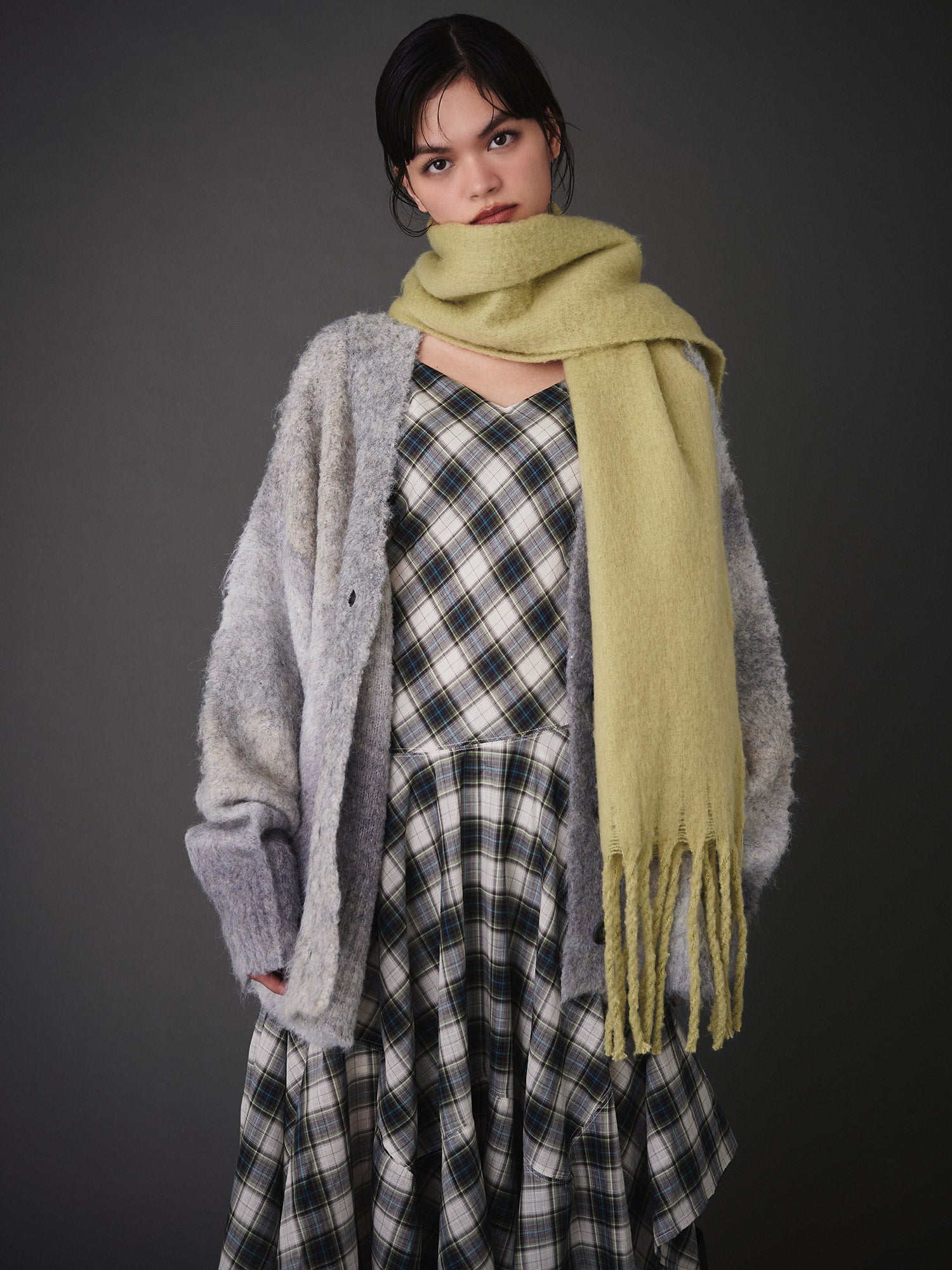 ボーダーシャギーカーディガン