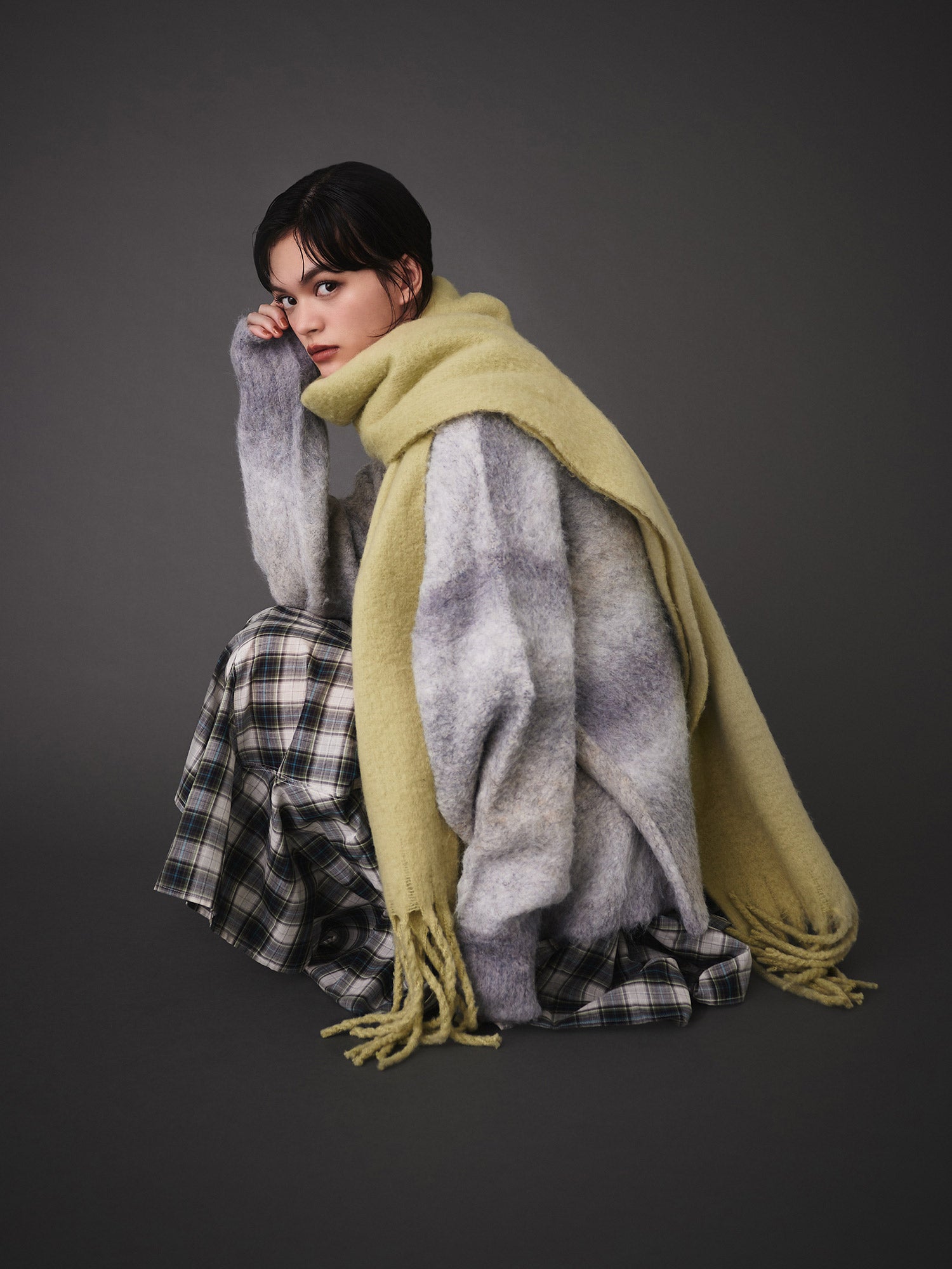 ボーダーシャギーカーディガン