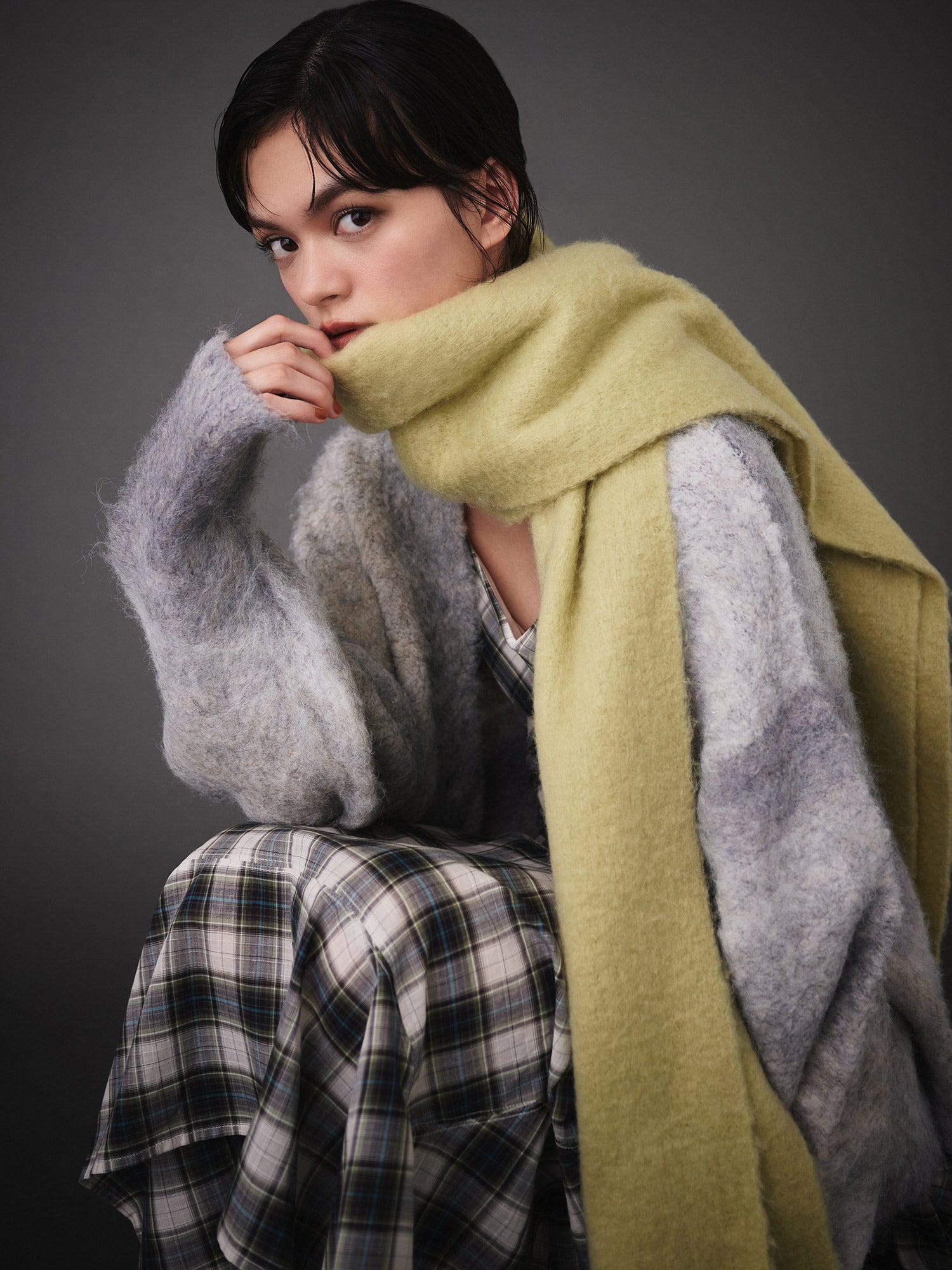 ボーダーシャギーカーディガン