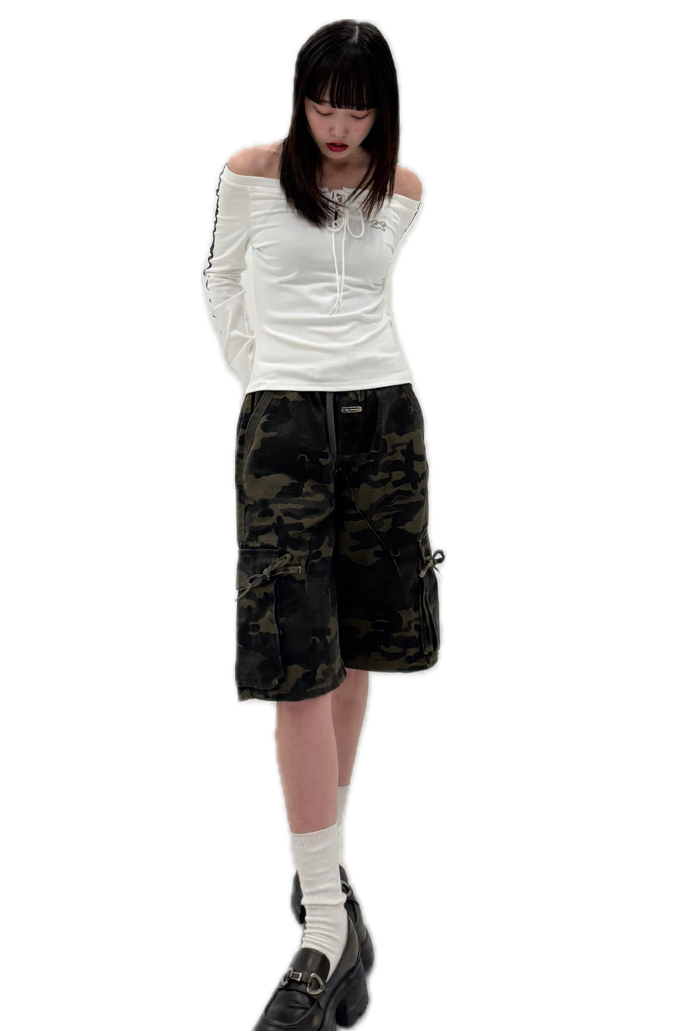 LACE UP OFF SHOULDER TOPS