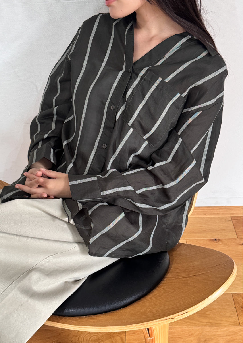 ストライプオーバーシャツ