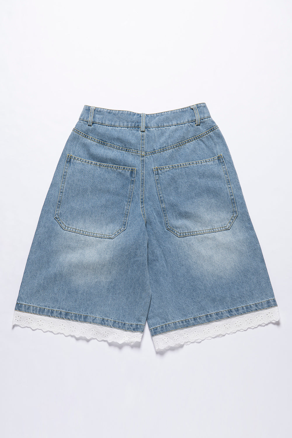 LACE DENIM HALF PANTS