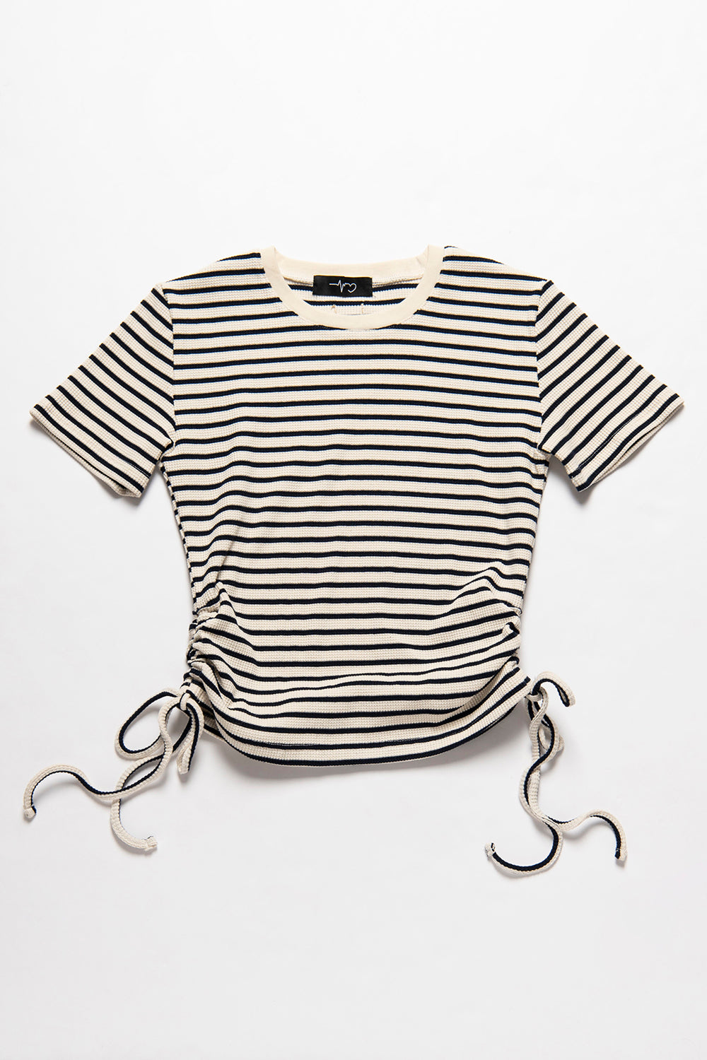 ワッフルサイドギャザーボーダーTシャツ