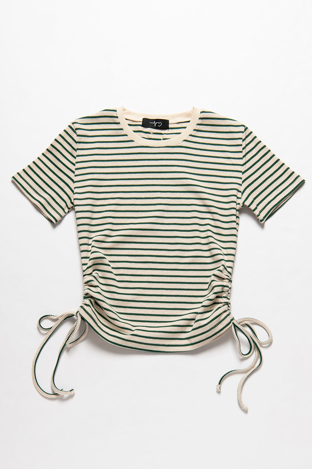 ワッフルサイドギャザーボーダーTシャツ