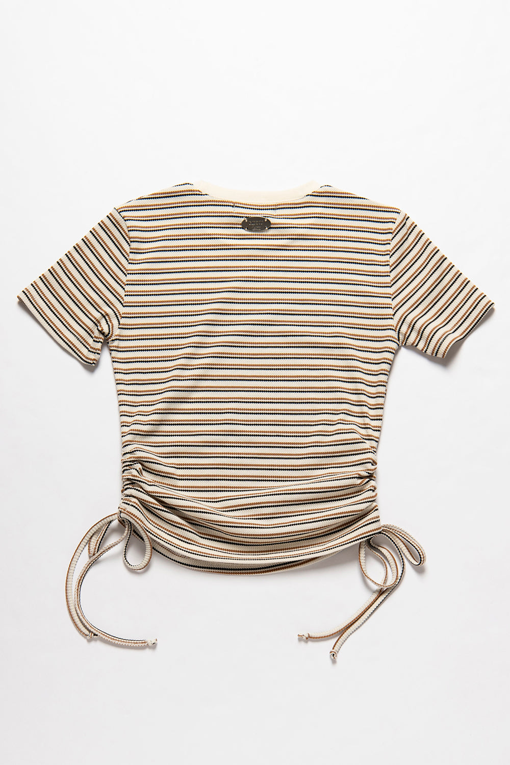 ワッフルサイドギャザーボーダーTシャツ