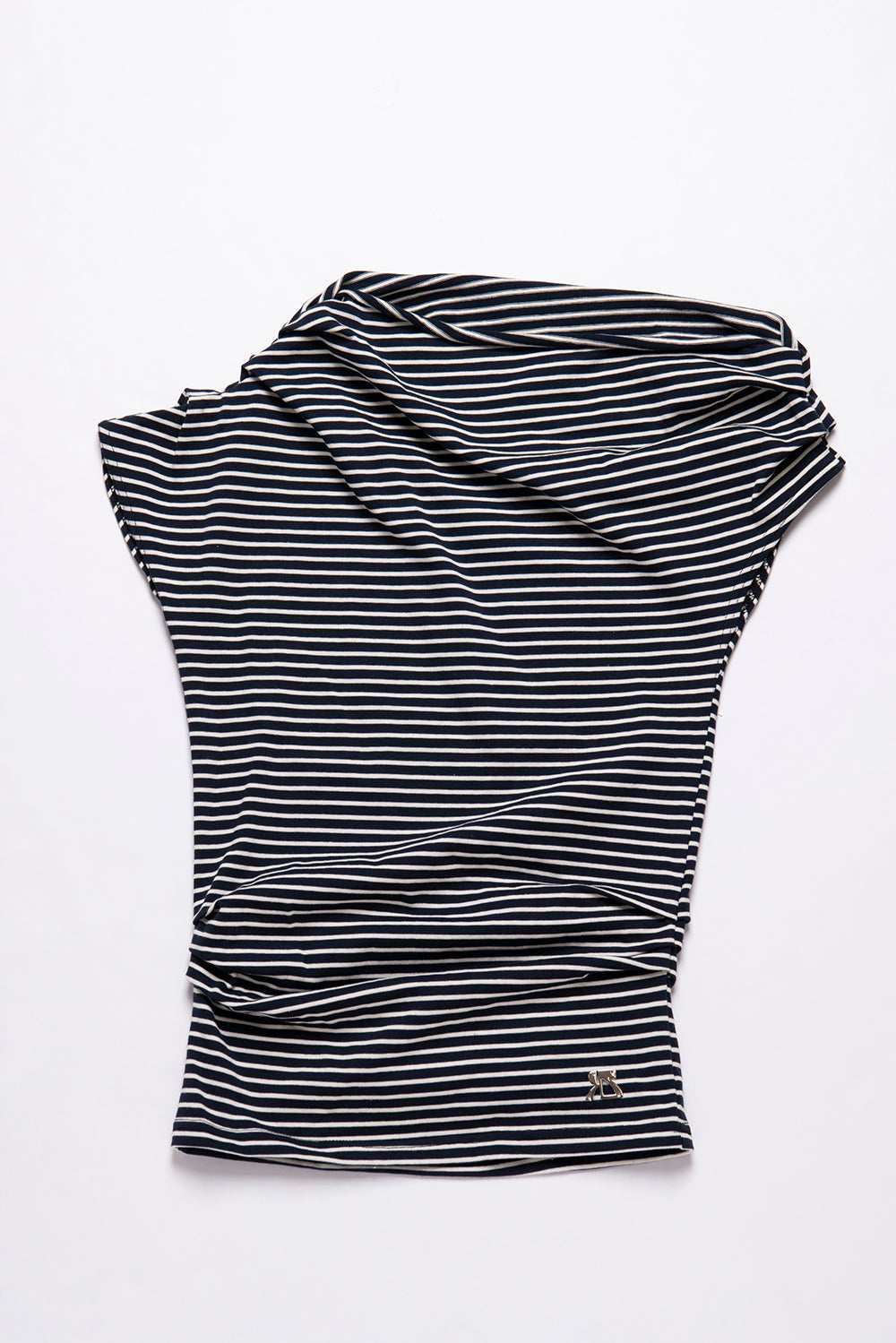 オフショルダーデザインボーダーTシャツ