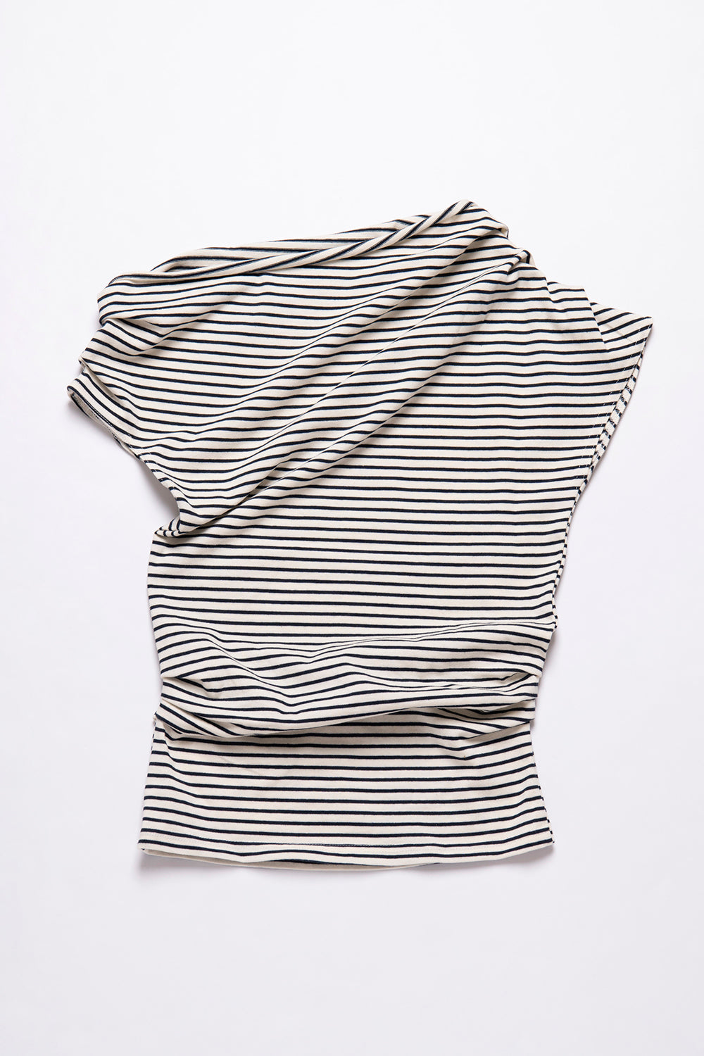 オフショルダーデザインボーダーTシャツ